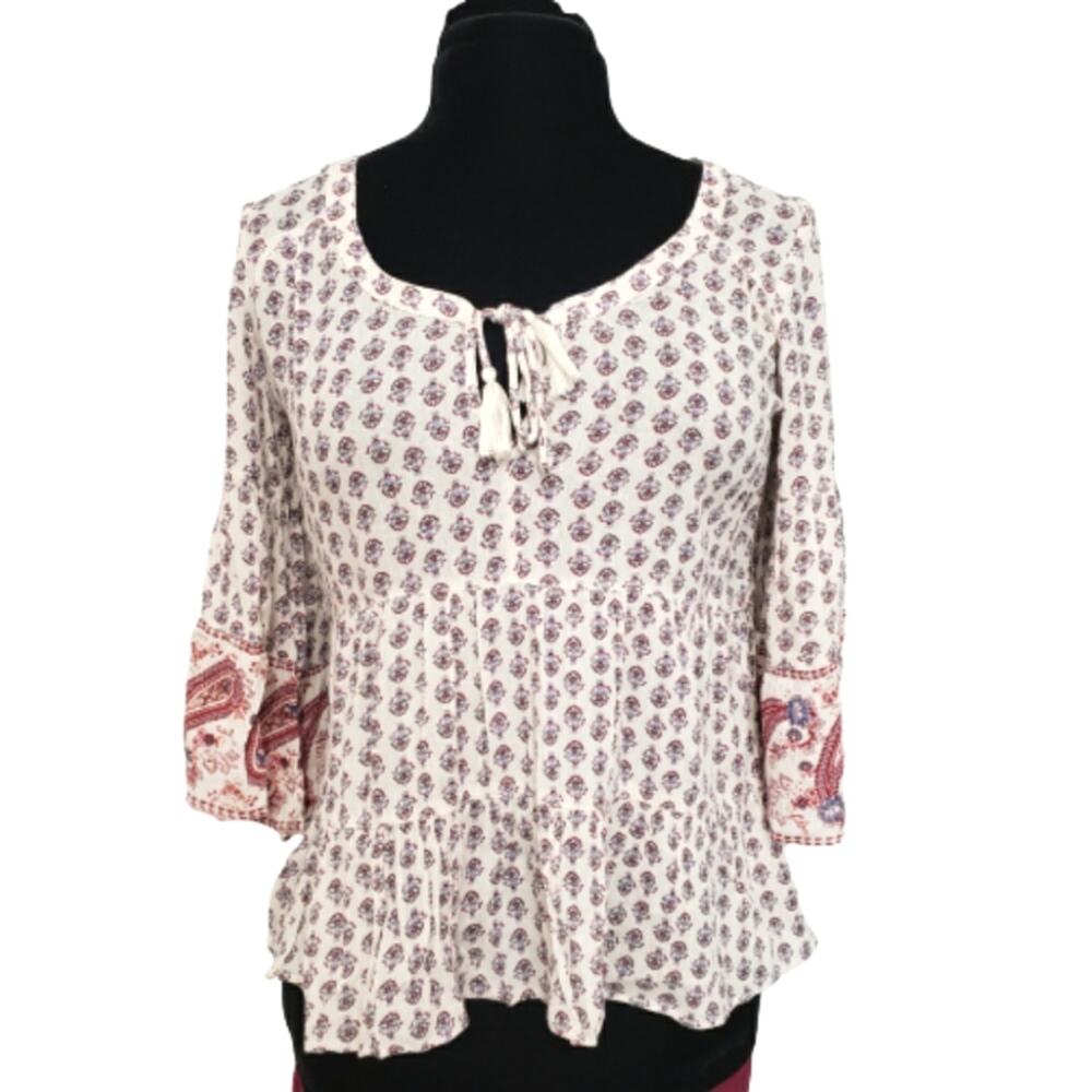 American Eagle Outfitters Floral Paisley Bell Sleeve Babydoll Top Small Y2K Boho